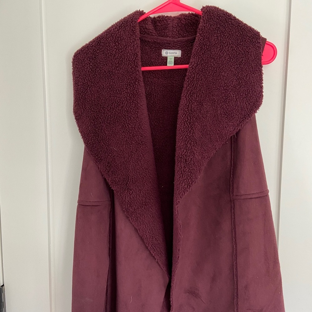 Maroon fur lined vest